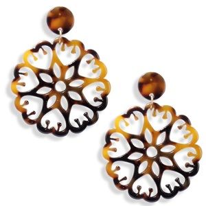 Brown Tortious Kaleidoscope Laser Cut Earrings
